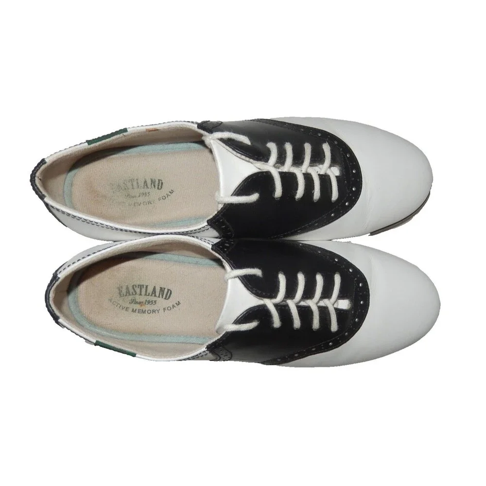 Eastland Sadie Leather Saddle Shoes Oxfords Women's 9.5 M Lace Up White & Black